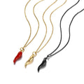Gold Plated 316L Stainless Steel Red Enamel Chili Pepper Pendant Link Chain Necklace for Women Men