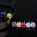 10 Pairs of 8mm Fashion Simple Lot Colored Round CZ Zircon Titanium Small Stud Ear Earring Piercing for Woman Gift Girl Jewelry