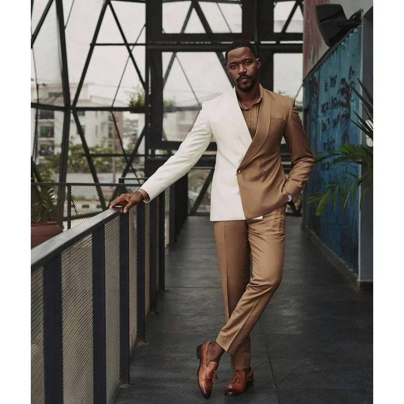 2025 Casual Style Double Breasted 2 Pieces Men Suits (Jacket+Pant) Groomsmen for Wedding Prom Party Dress Custom Made