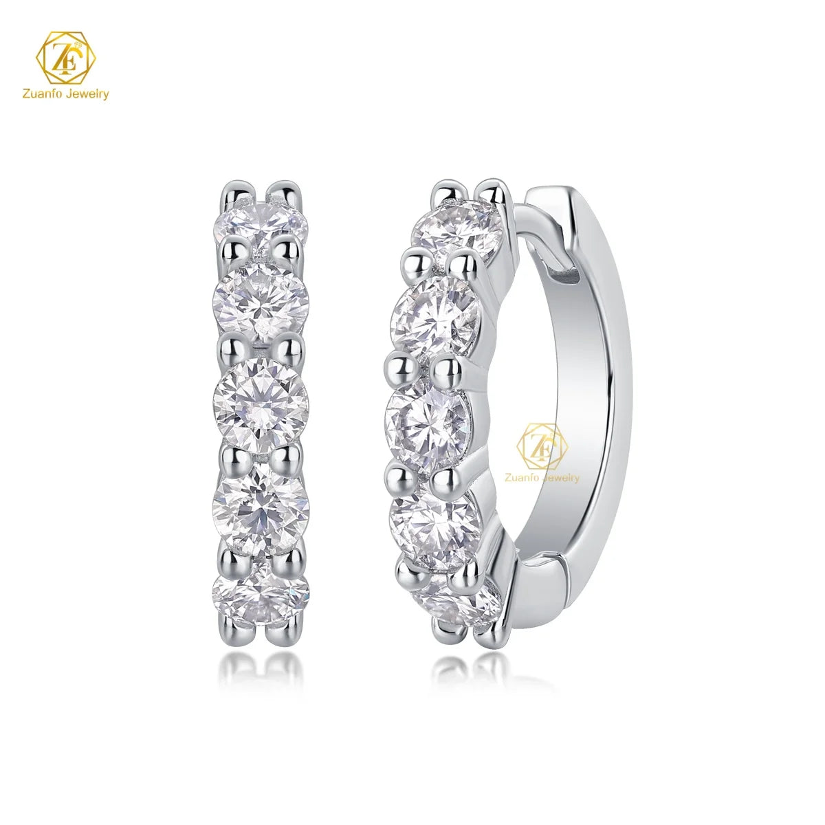 New Arrival 925 Silver Tennis Design Hoop Earrings Hot Sale 3.0mm GRA Moissanite Fashion Jewelry