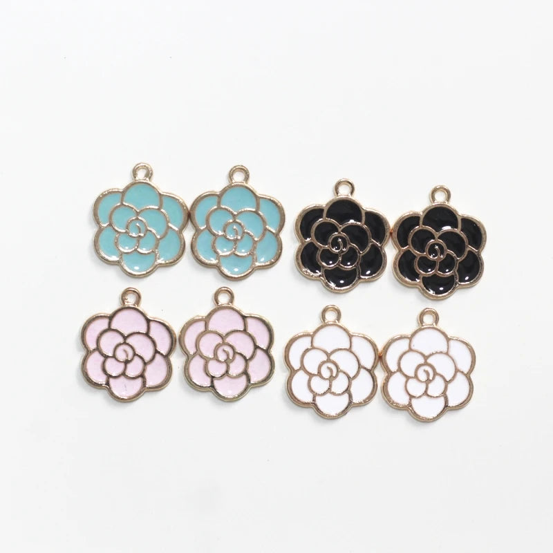 DIY Charms Enamel Peony Flower Charms for Jewelry Making
