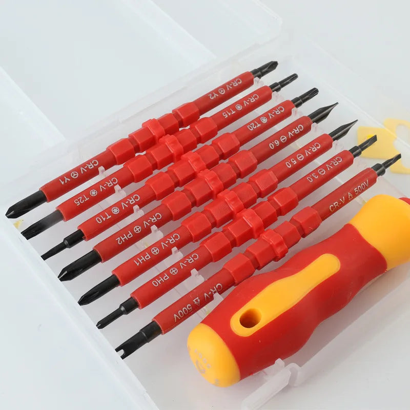 8pcs Precision Screwdriver Bit Set Magnetic Insulation Removable Destornillador Electrician Home Electrical Special Repair Tools