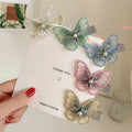 Elegant Super Fairy Lace Gauze Hair Clip Colorful Sweet Pearl Butterfly Hairpin Ornament Fabric Material for Women