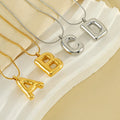 18k Gold Plated Puffy Jewelry 26 Alphabet Necklaces Stainless Steel Balloon Pendant Bubble Initial Letter Necklace for Women