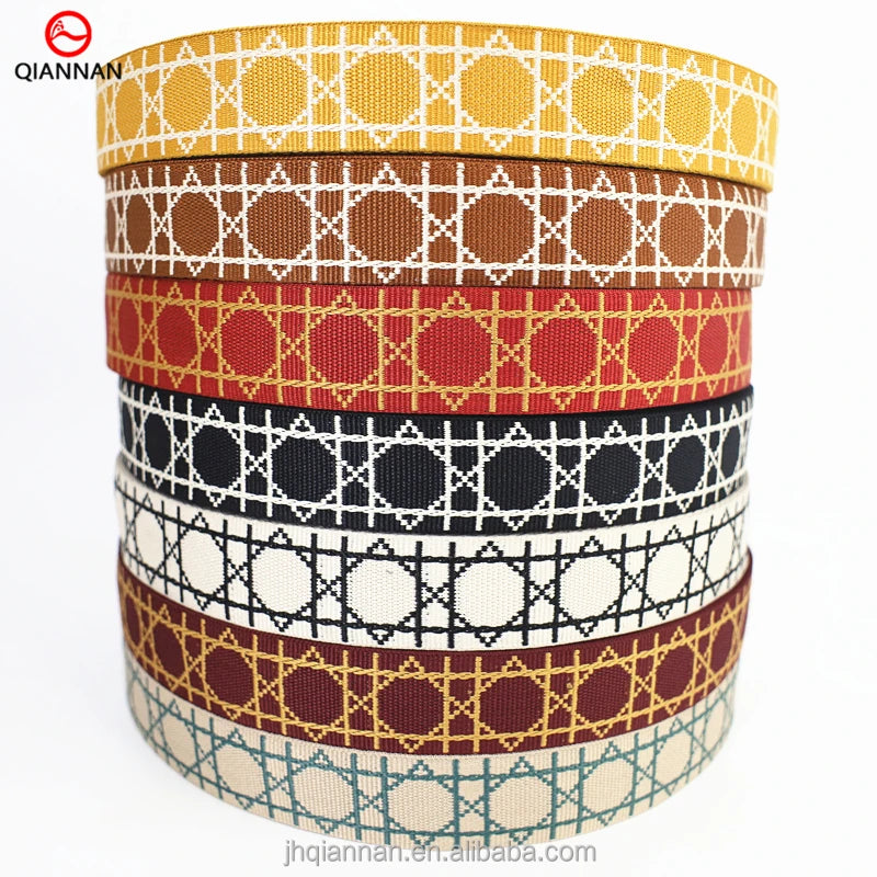 Factory Wholesale Spot 38mm Wide Polyester Webbing Jacquard Ribbon for Bags Strap  Shoes and Hats Decorative Accessories