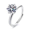 Wholesale 925 Sterling Silver Solitaire Diamond 6mm Zirconia Classic Simple Adjustable Women's Ring Jewelry