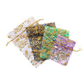 Cheap Festival Gift Jewelry Packaging Cute Printed Drawstring Closure Custom Logo Hot Stamped Organza Multiple Sizes Multicolor