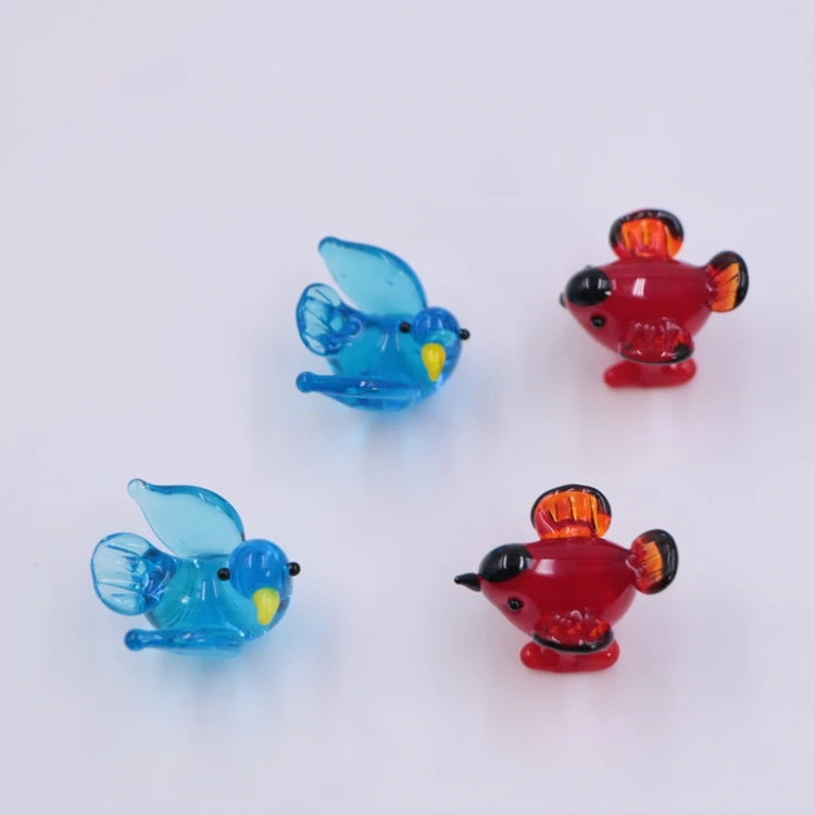 Mixed Miniature Small Murano Lampwork Glass Little Bird Figurine