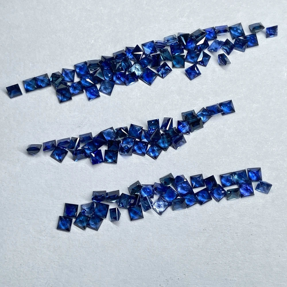 HQ GEMS a Quality Princess Cut 2.2x2.2mm 100% Thailand Natural Original Royal Blue Square Sapphire Price Per Carat