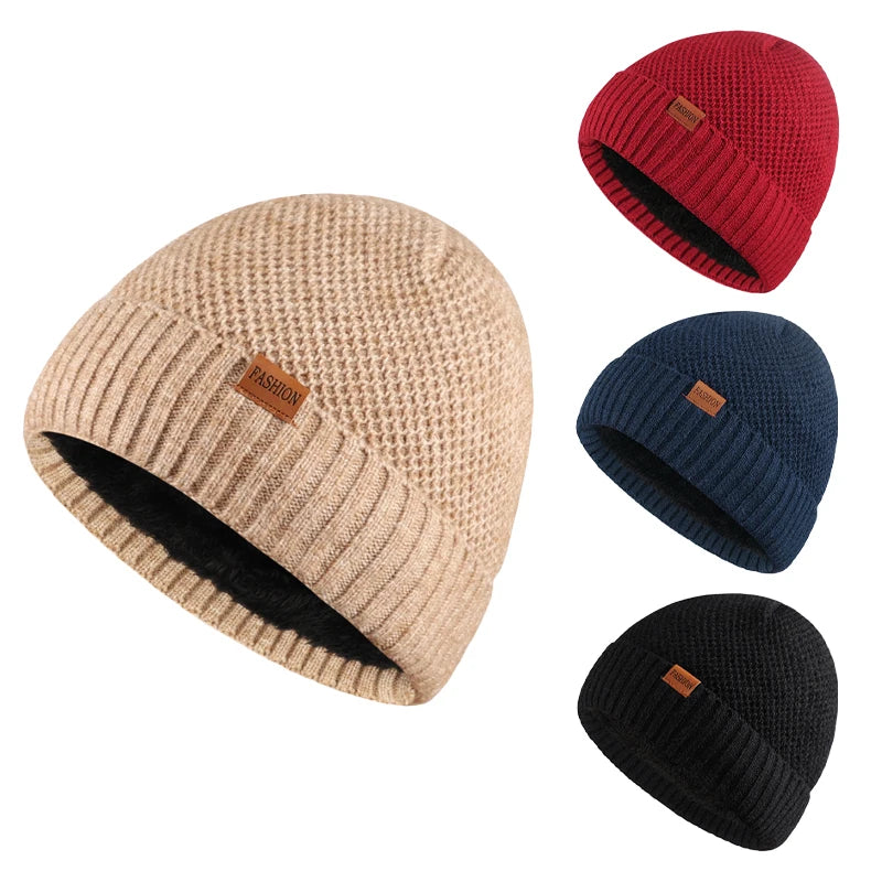 Sewingman B0247C Custom Logo Jacquard Gorro Trenzado Knit Beanie Winter Hats for Men