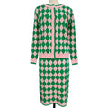 Factory New Knit Suit Fashion Round Neck Argyle Cardigan Sweater Women Long Pack Hip Two Piece Skirt Sweater Set