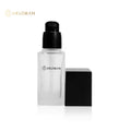 Cosmetic Skincare Packaging Frosted Opaque 30ml 50ml 100ml Black Pump Body Square Lotion Glass Bottles"