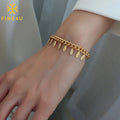 Simple Fashion 18k Gold Plated Leaf Oval Tassel En Acier Inoxydable 2024 Womens Stainless Steel Bracelet