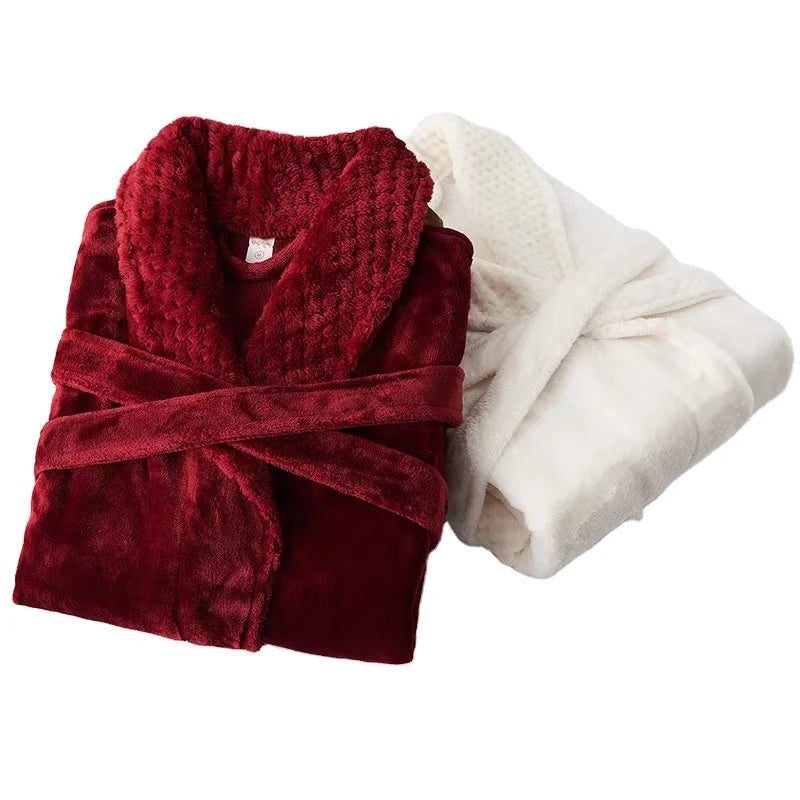 Custom Factory Wholesale New Design High Quality Couple Bathrobe Luxury Fluffy Hotel Bathrobe Men and Women Bathroom Bath Robe