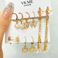 VKME 2022 Fashion Rhinestone Butterfly Stud Earrings Pearl Long Earrings for Women Jewelry