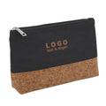 Manufacturer Custom Eco Cotton Canvas Cork Makeup Toiletry Zipper Bag with Logo Printed Skincare Essential Oil Cosmetic Bag Gift