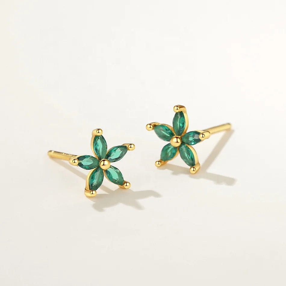 Nagosa Vintage Jewelry 18k Gold Vermeil 925 Sterling Silver Mini Flower Stud Earrings for Women