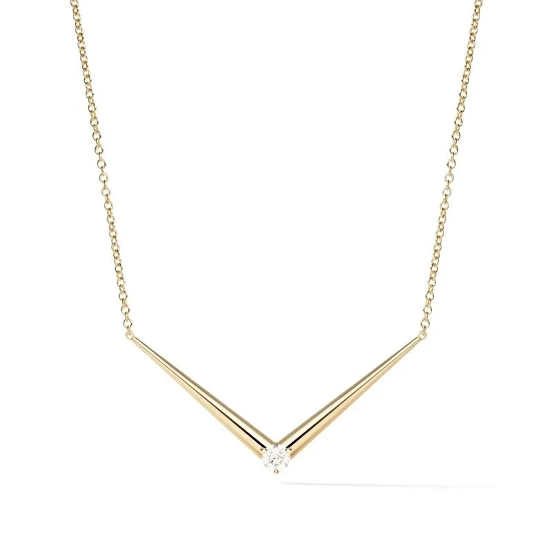 925 Silver 18k Gold Vermeil V Shape Elegant Pendant Necklace for Women