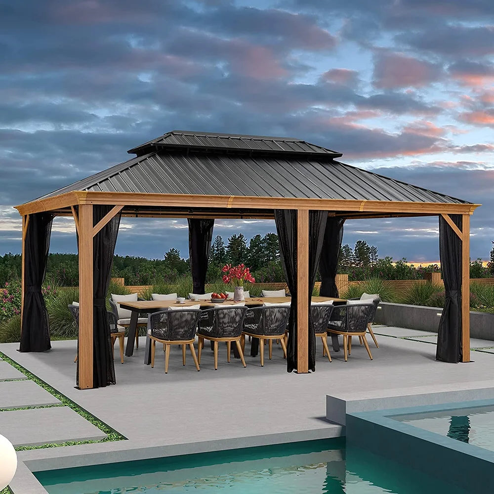 Hot Selling New Design Customized Manufacturers Aluminum Gazebo Outdoor 3x4 6x3 Gazebo 5m Hard Top Gazebo