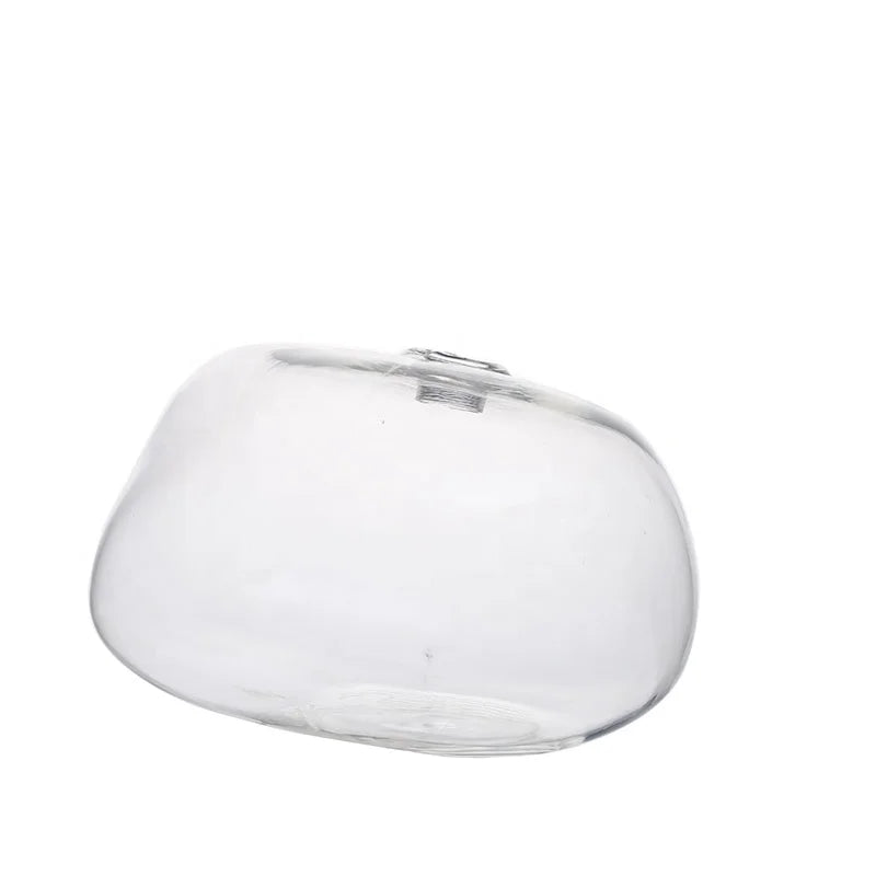 Irregular Geometric Glass Lamp Shade with Inner Screw Opening Decorated Glass Lampshade with Pebble Shape G9 Screw Teeth