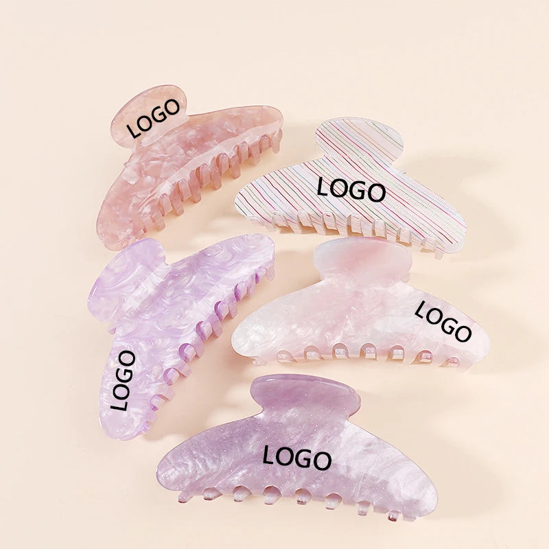 CUSTOM LOGO 3000+ COLORS 10.5cm Large Size Purple Color Acrylic Hair Claws Clips Clamp Accessories 222583