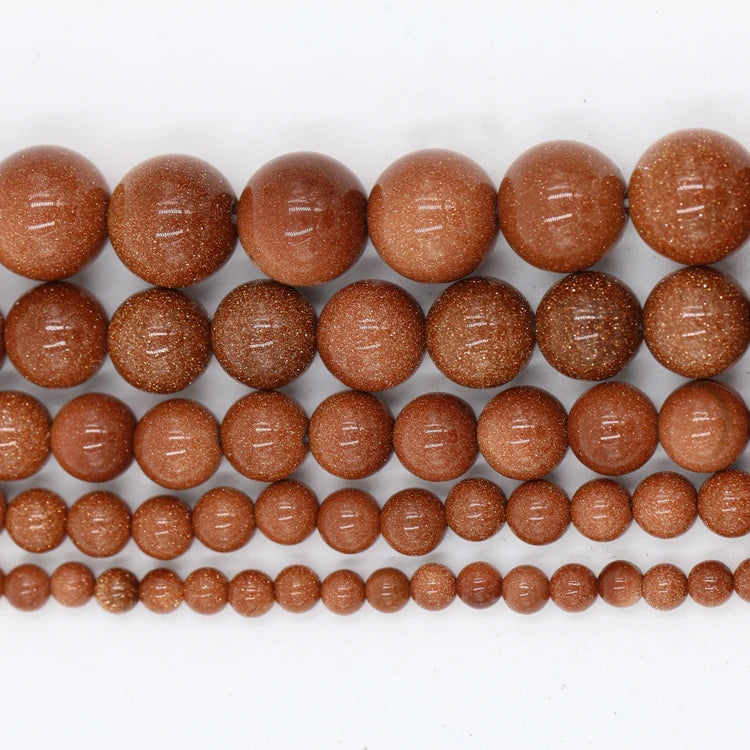 Wholesale Natural Stone Round Bead 8mm Gold Sand Beads Loose Beads Goldstone Sandstone for Jewelry Making