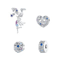 925 Sterling Silver Day & Night Blue Elf Heart Charms Star Series Beads Shiny Cz Spinel Diy Bracelet Necklace