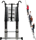 Industrial Aluminum Single Ladder 12-Step Portable Telescopic Ladder with 10cm Hook 150kg Load Capacity CE Certified