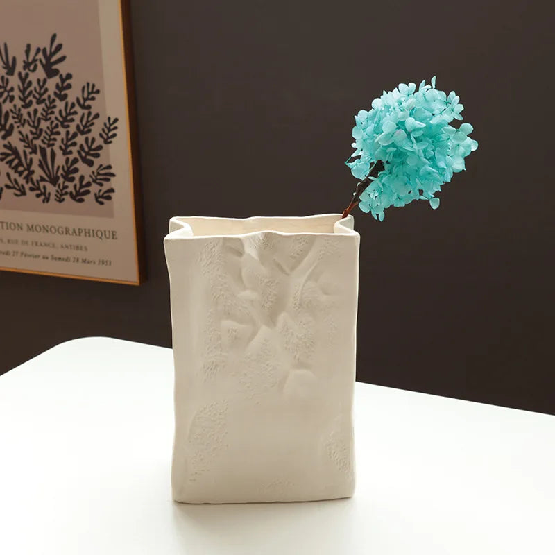 Nordic Style Ins Simple Pleated Paper Bag Vase High-Level Burned Modern Age Hydroponic Flower Set Dried Flowers Tabletop Vase