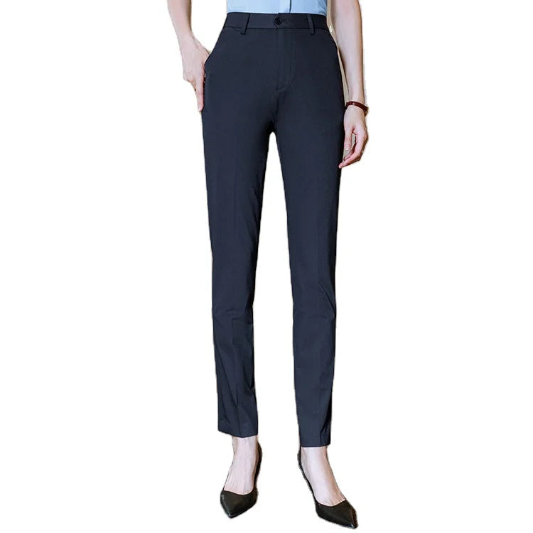 ODM/OEM Ladies Mid Waisted Formal Office Pants Winter Western Dress Styles with Flat Front Preloved Overalls Logo Washed Decor
