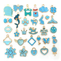Mixed 30pcs Enamel Heart Animal Birds Tree Lips Flower Star Charms Clips Pendants Handmade Bracelet Jewelry Making Accessories