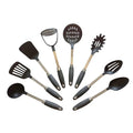Heat Resistant Set of 8 Stainless Steel and TPR Handle Nylon Utensils  Set