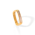 Geometric Design Stainless Steel 18K Gold Plated Square Shaped Cubic Zircon Diamond Rings for Women