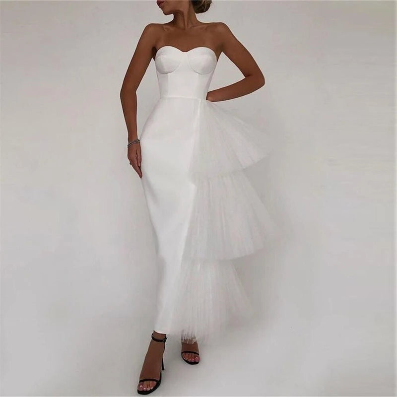 15417# Elegant  Strapless Sheath Wedding Dress  Slit Bridal Gown for Party Low Back Wedding Gown Party Dress