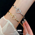 Zircon love Hollow Bracelet Simple Fashion Bracelet Temperament Light Luxury Senior Sense of Hand Jewelry Women's Wholesale