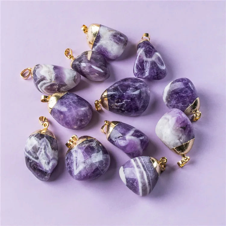 HUIYING Good quality healing stones tumbled stone pendant snow white malachite tumble necklace agate crystal beads gift