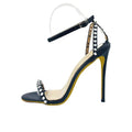 Elegant Summer High Heels Stilettos for Women Ankle Strap Sandals with Studs Matte Leather Open Counter Type for Parties