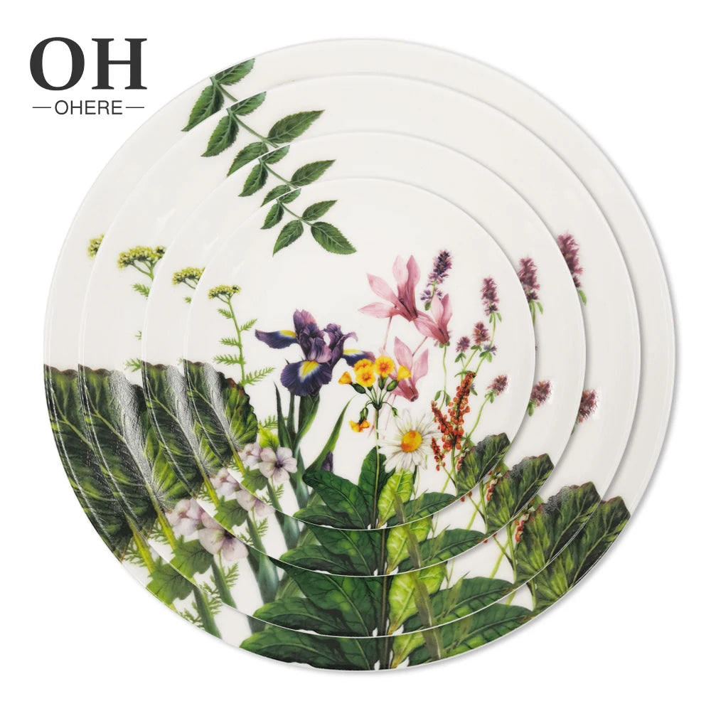Hot-sale Eco-Friendly Pink 4-Piece Art Scenic Minimalist Bone China Set Porcelain Tableware Charger Plate for Back to School