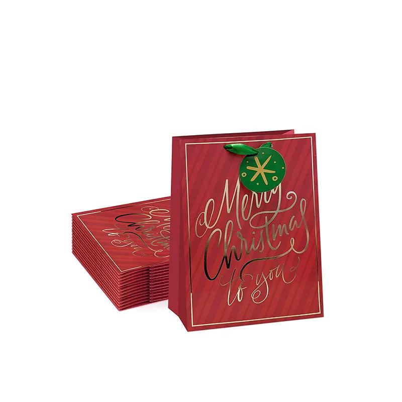 2025 New Style Custom Christmas Gift Bags Shopping Bags With Logo Printing Paper Packaging Present Paper Bag