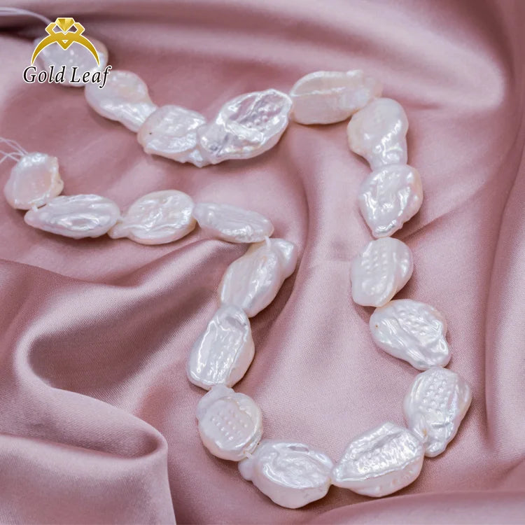 Goldleaf Gems Natural Fresh Water Baroque Pearls 14-20mm Pearl Strand Loose Pearls with Two-sided Light