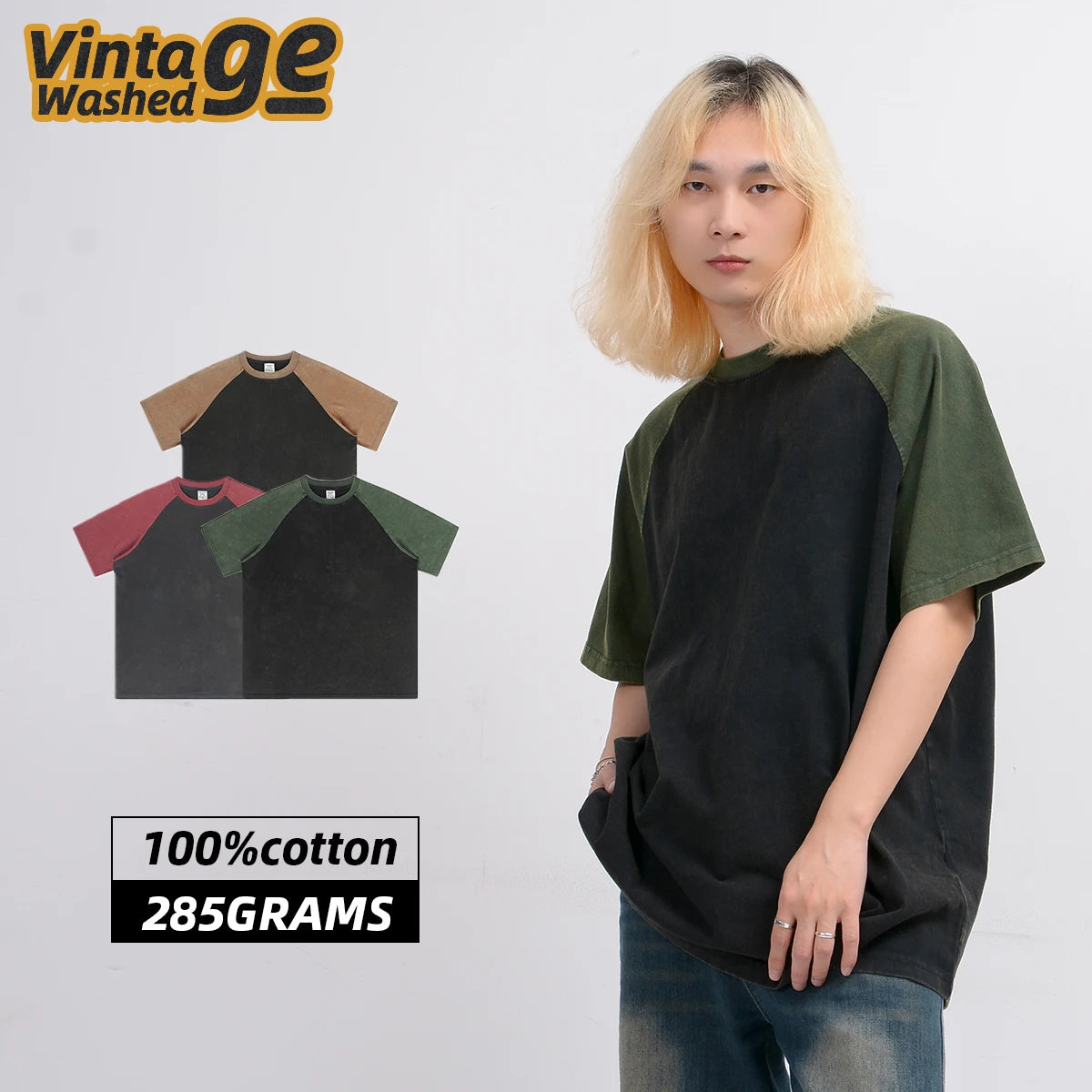 Heavyweight T-shirt Custom High Quality 100% Cotton Luxury Drop Contrasting Colors Loose Fitting T-Shirt for Men