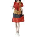 RNSHANGER New Arrival Patchwork Fashion Summer Dress Vintage Dress Holiday Travel Casual Women Beach Style Dress