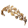 Vintage Baroque Gold Pearl Leaf Bridal Tiara Crystal Crown Hairband Headpiece Vine Tiara Wedding Hair Accessories Bride Headband