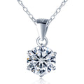 Mossanite Brilliant Cut 6 Prong Set Minimalist 925 Sterling Silver Rhodium/Platinum Plated 2ct GRA Certified Pendant Necklace