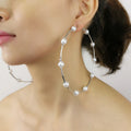 Newest Trendy Jewelry Gold Plated Baroque Pearl Earring for Women Statement Hoop Earrings
