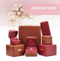 New Arrivals Luxury Red PU Leather Bracelet Wedding Ring Jewelry Packaging Box Custom Necklace Set Jewelry Box