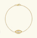 Inspire 18K Gold Plated Stainless Steel Jewelry Dainty Elegant Sparkle CZ Diamond Evil Eye Outline Bracelet Trendy Unisex Design