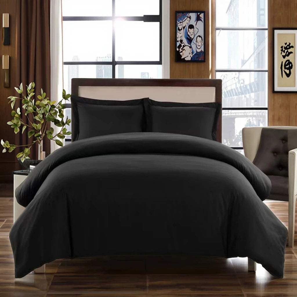 Black Pillow Cover Satin Queen Size 180cm Polyester Solid Color Bed Sheet Green Bedding Set Wholesaler