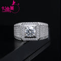 Cadermay Custom Design Luxury S925 Sterling Silver Full Moissanite Diamond Main Stone 1ct Engagement Ring  Moissanite Men Ring