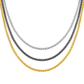 Low Price Wholesale Assorted Styles Design Gold Plated Jewelry Stainless Steel  Punk Long Round Box Chain Necklace for Men